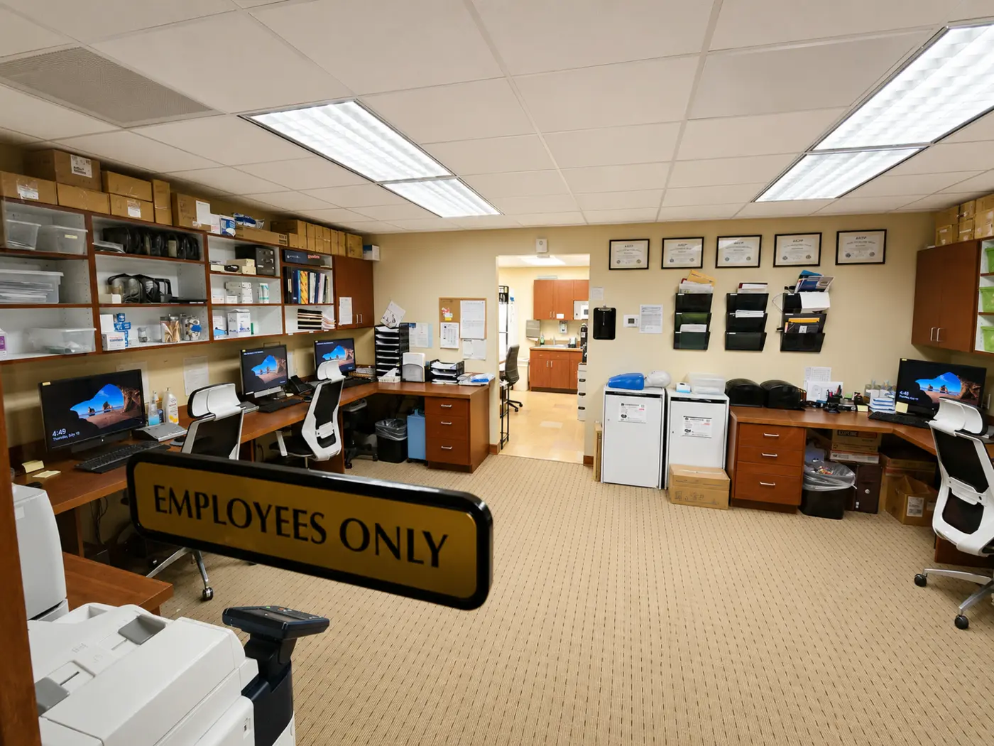 Sleep technologist monitoring room and equipment