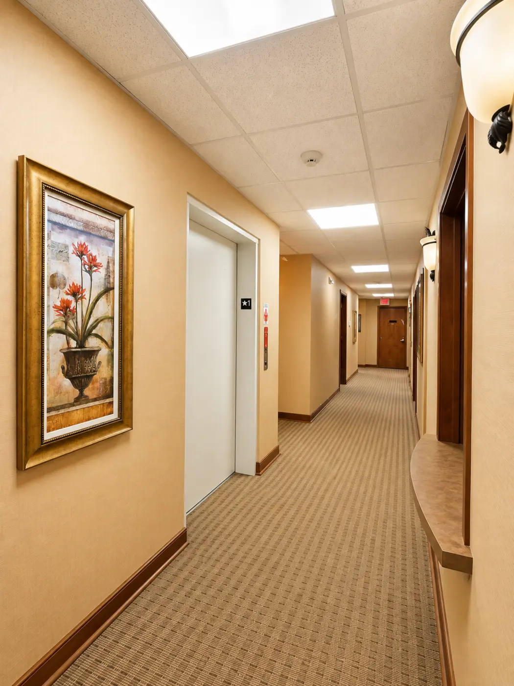 Patient corridor and room entrances