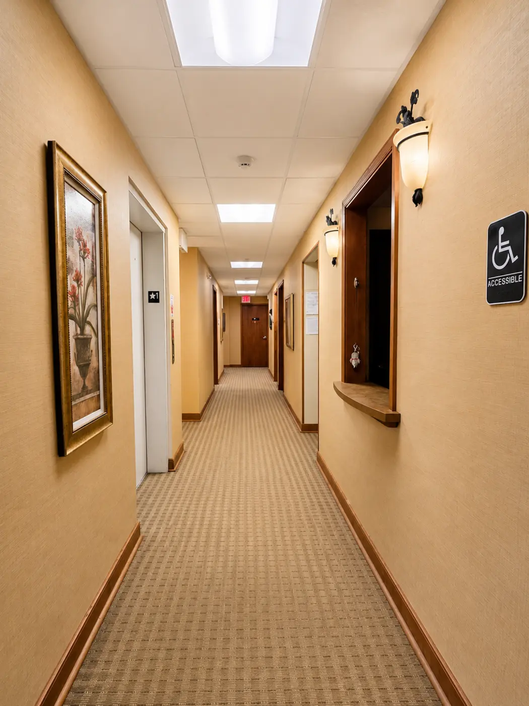 Hallway leading to private sleep rooms